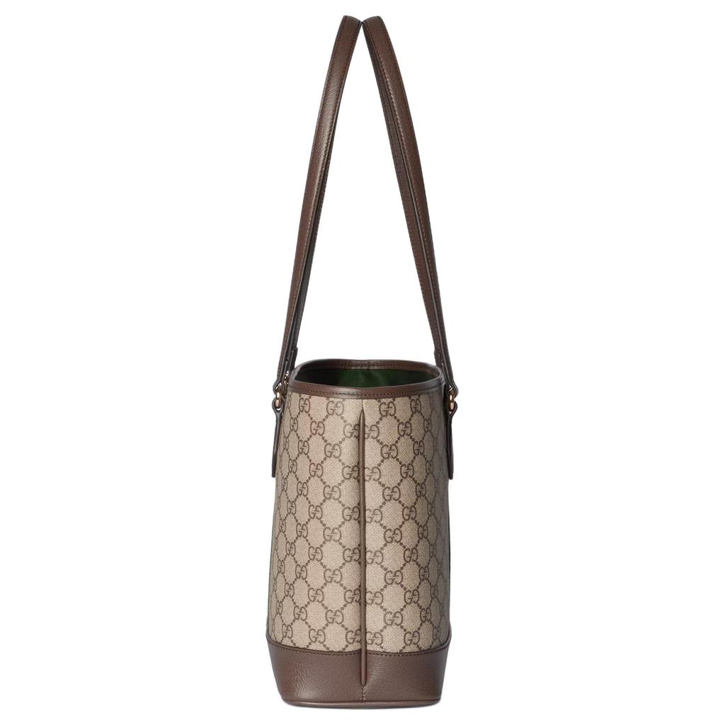 Gucci Ophidia Double G Classic Monogram Design Coated Fabric Tote Bag Women Tote Bags Beige Brown 836849-FAE0J-9867