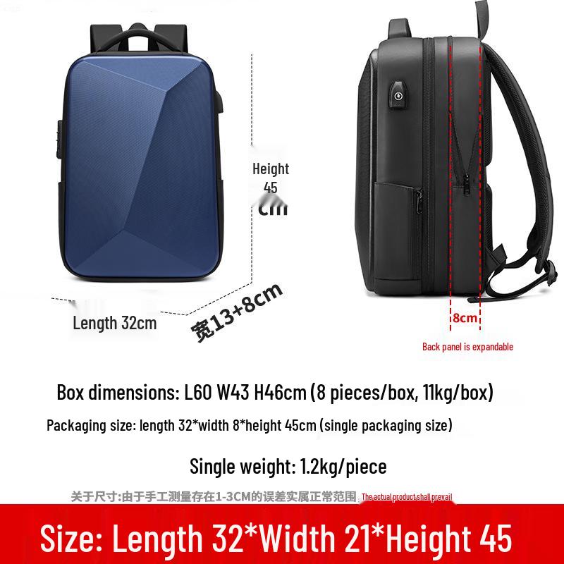 Men's Hard Shell Expandable Business & Travel Backpack with Laptop Compartment