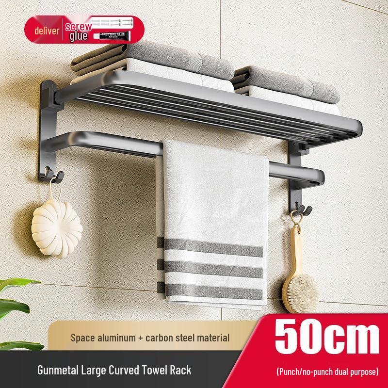 No-Drill Foldable Bathroom Towel Rack