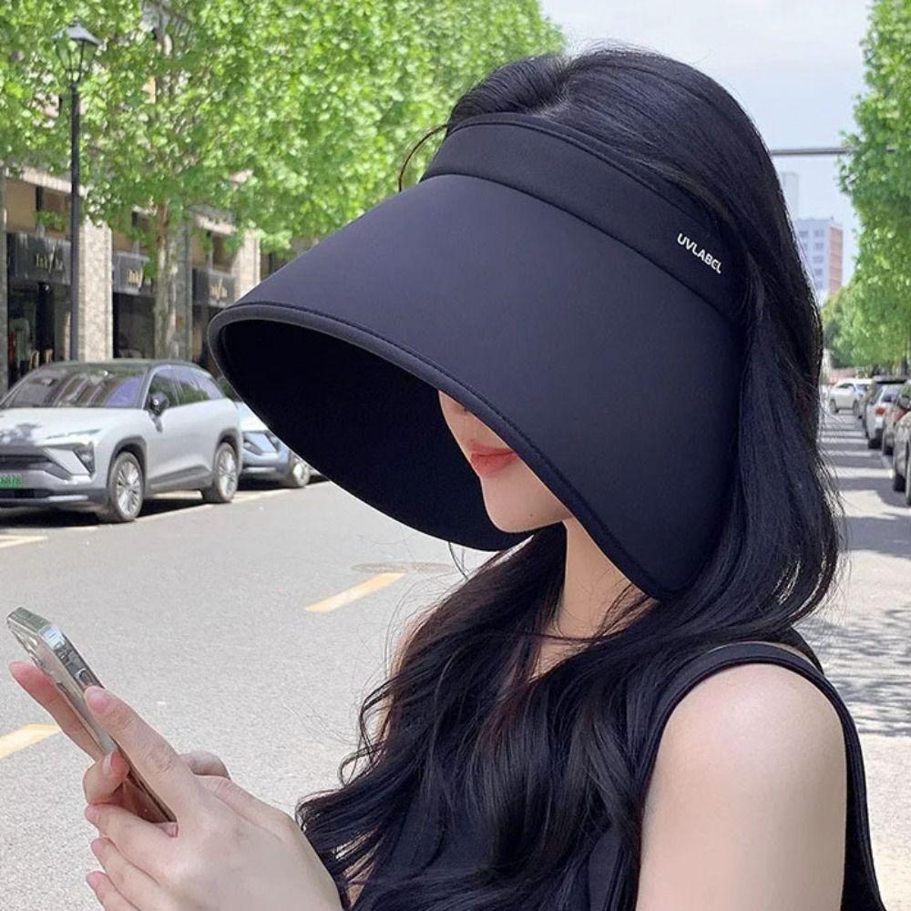 

Sunscreen Women Sun Hat Foldable Sun Protection Cap Retro Empty Top Cap Summer чорний