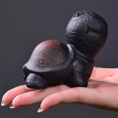 Vintage Ceramic Handmade Tortoise Tea Pet Purple Clay Office Desktop Bonsai Mini Cute Turtle Ornament Animal Figurine Home Decor