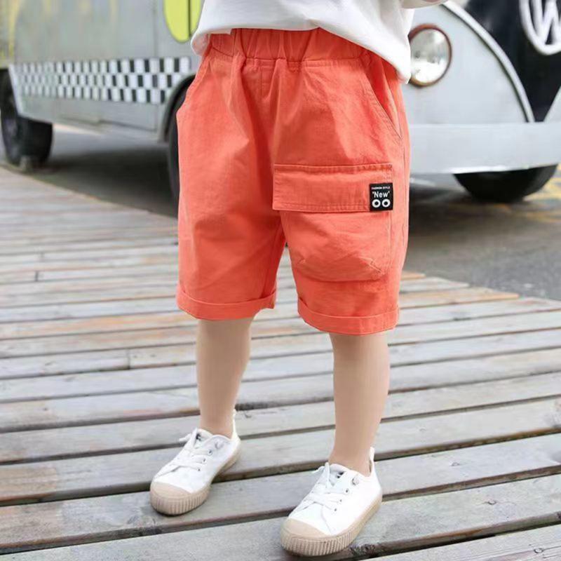 Children's Summer Loose Thin Five Quarter Shorts Solid Color Casual Mid Waist Work Pants