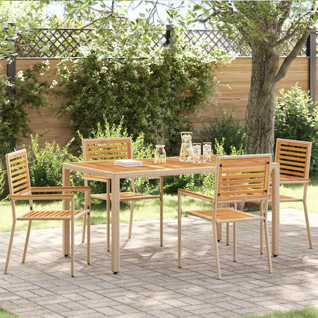 Garden Stackable Chairs 4 Pcs Brown and Beige 54 X 56 X 90 Cm