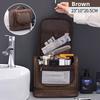 Mens Travel Toiletry Bag With Waterproof Pu Material Double Layer Large Capacity For Business And Daily Use