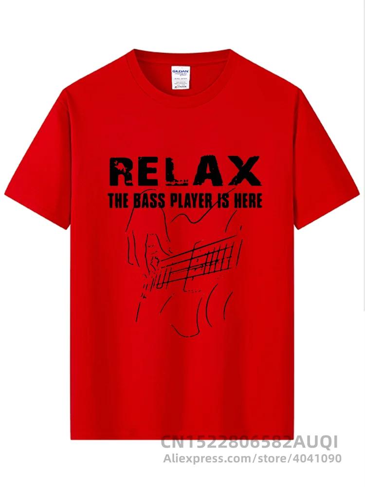 Electric Guitar Nevan Music Tshirt Relax The Bass Player Is Here 100% Cotton Fashionable Black T Shirt Summer Popular Tees