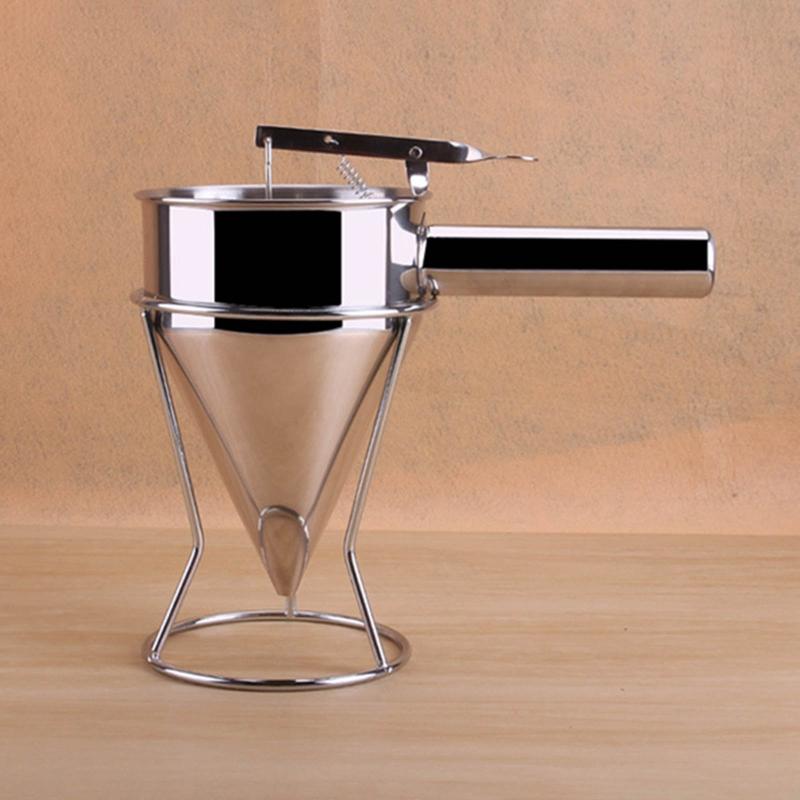 Stainless Steel Piston Funnels Octopus Balls Gadgets with Rack Batter Dispensers Cake Decorating Tools Funnel Dispensers