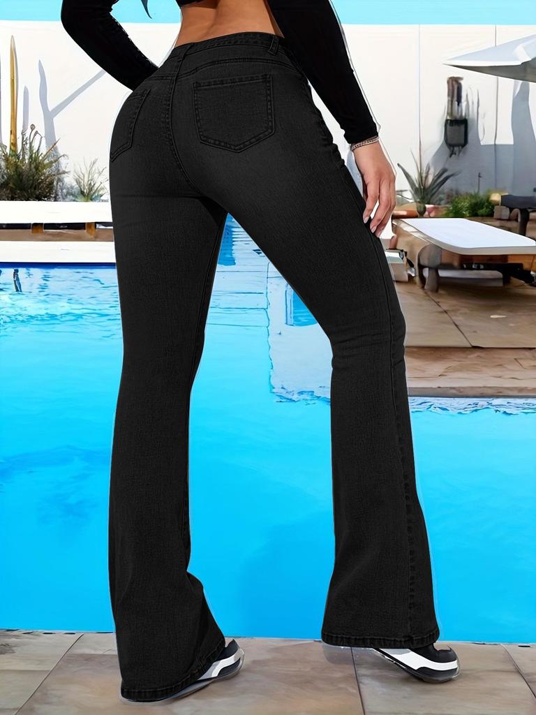 Damen Hellblaue Micro-Flare Slim Fit Jeans - Trendige Europäisch-Amerikanische Mode Lange Hosen
