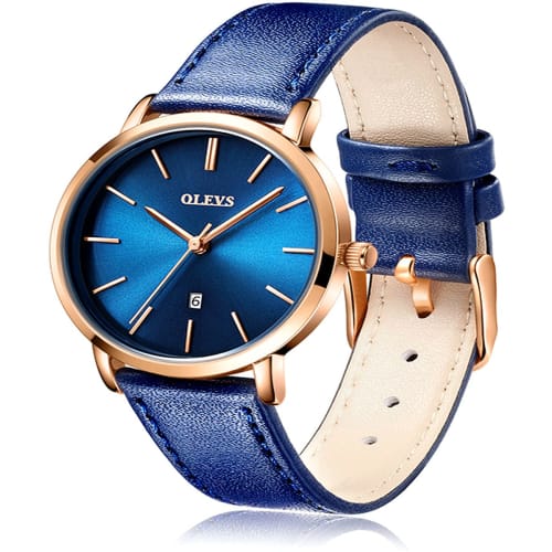 

OLEVS Women s Ultra-Thin Wristwatch, Nurse Watch with Second Hand, 12/24 Hour Display, Easy-to-Read Silicone Band, Fashionable Watch for Women (Blue S