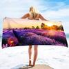 Lavender Beach Towel Purple Flower Bath Towel Bathroom Sport Bar Towel for Adult Kids Microfiber Shower Quick Dry Swimming Cover