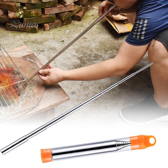 Bâton De Soufflage De Feu Portable – Acier Inoxydable + Alliage Aluminium, Démontable, Sac De Transport, Pour Camping, BBQ, Survie