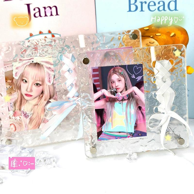 Ins Photo Frame Transparent Photocards Holder Water Ripple Acrylic Photo Frame Kpop Card Display Rack Stand Fans Gift