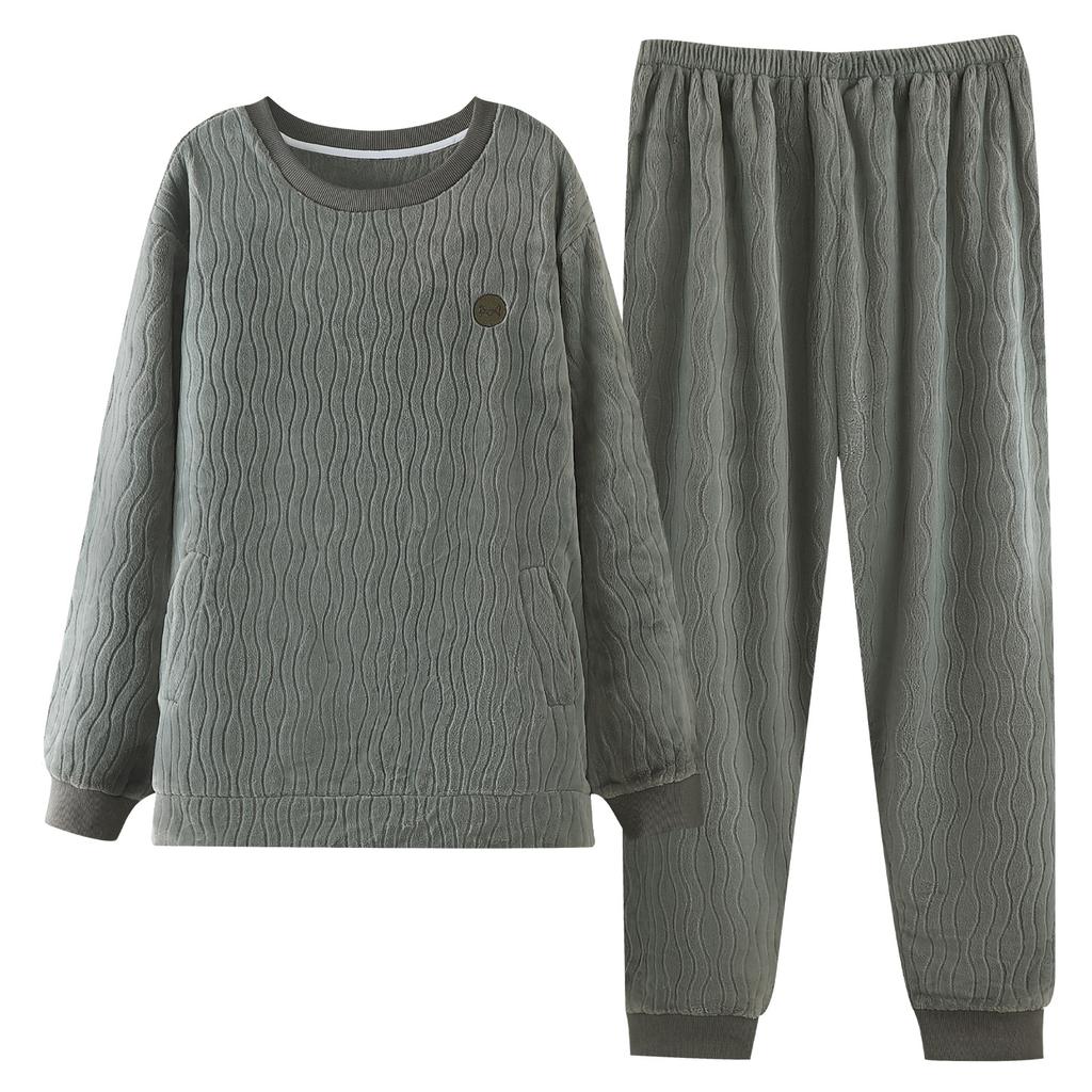 Men'S Pajamas Men'S Winter Flannel Thickened Fleece Autumn And Winter Coral Fleece Loungewear