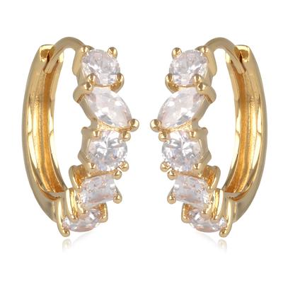 [R2042] - Gold Plated Creoles 'Sissi' White Gold - 15x4 Mm