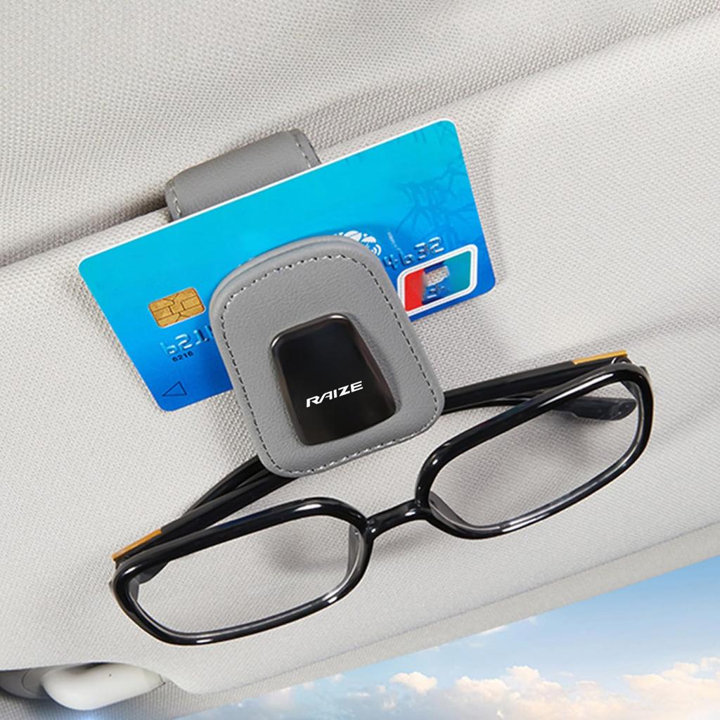 XIBUSANA RAIZE Leather Car Sun Visor Clip with Card and Sunglasses Black Glasses, Storage, Storage,