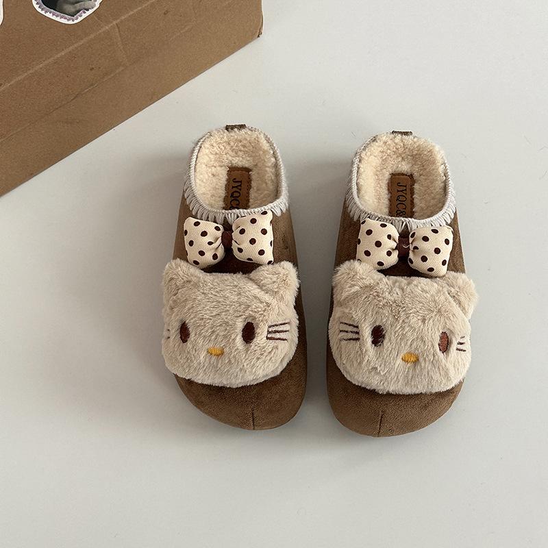Fashion and cute cartoon cat bag head versatile casual slippers women's new velvet slippers in autumn and winter 2025