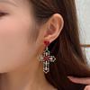 S925 Silver Cross Hollow Earrings with Inlaid Diamonds