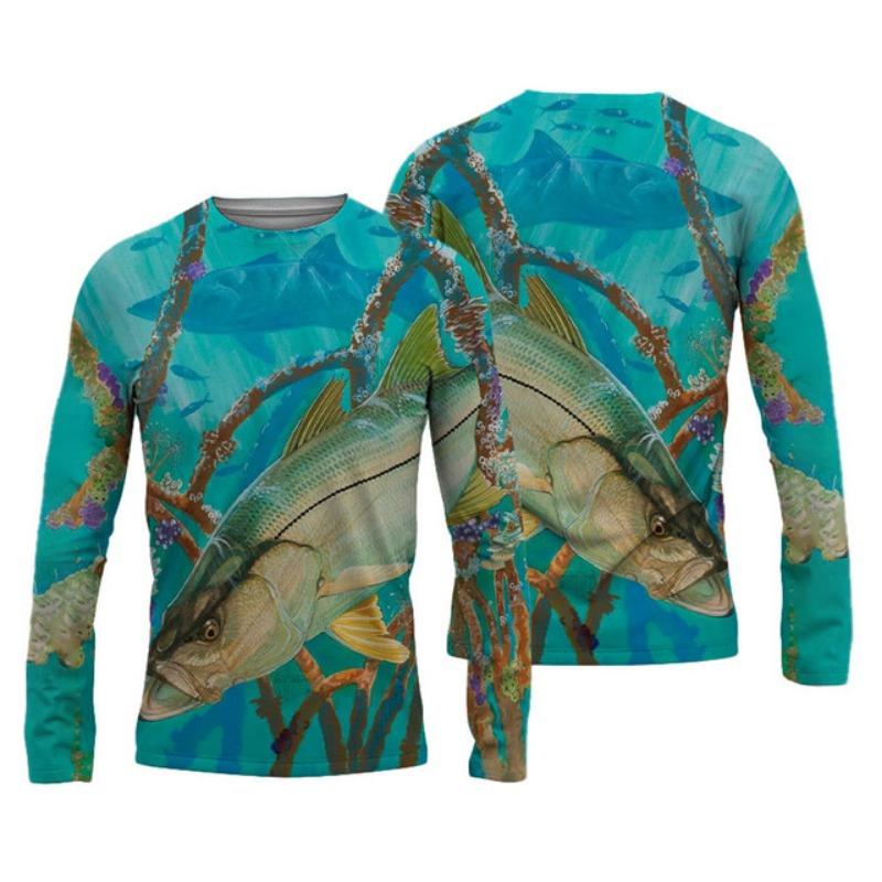 2024 Men's Fishing Shirts 3D Pinting Fishing Apparel Breathable T-Shirt Long Sleeve Outdoor Sports Crewneck Fishing Shirt 6XL