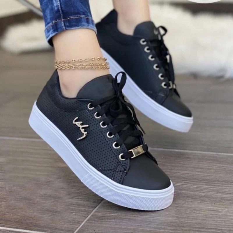 Fashion Women's Sports Sneakers Platform Shoes Fashion Wedges Female Tennis Casual Lace Up Running Ladies Footwear 2025 Zapatillas Mujer