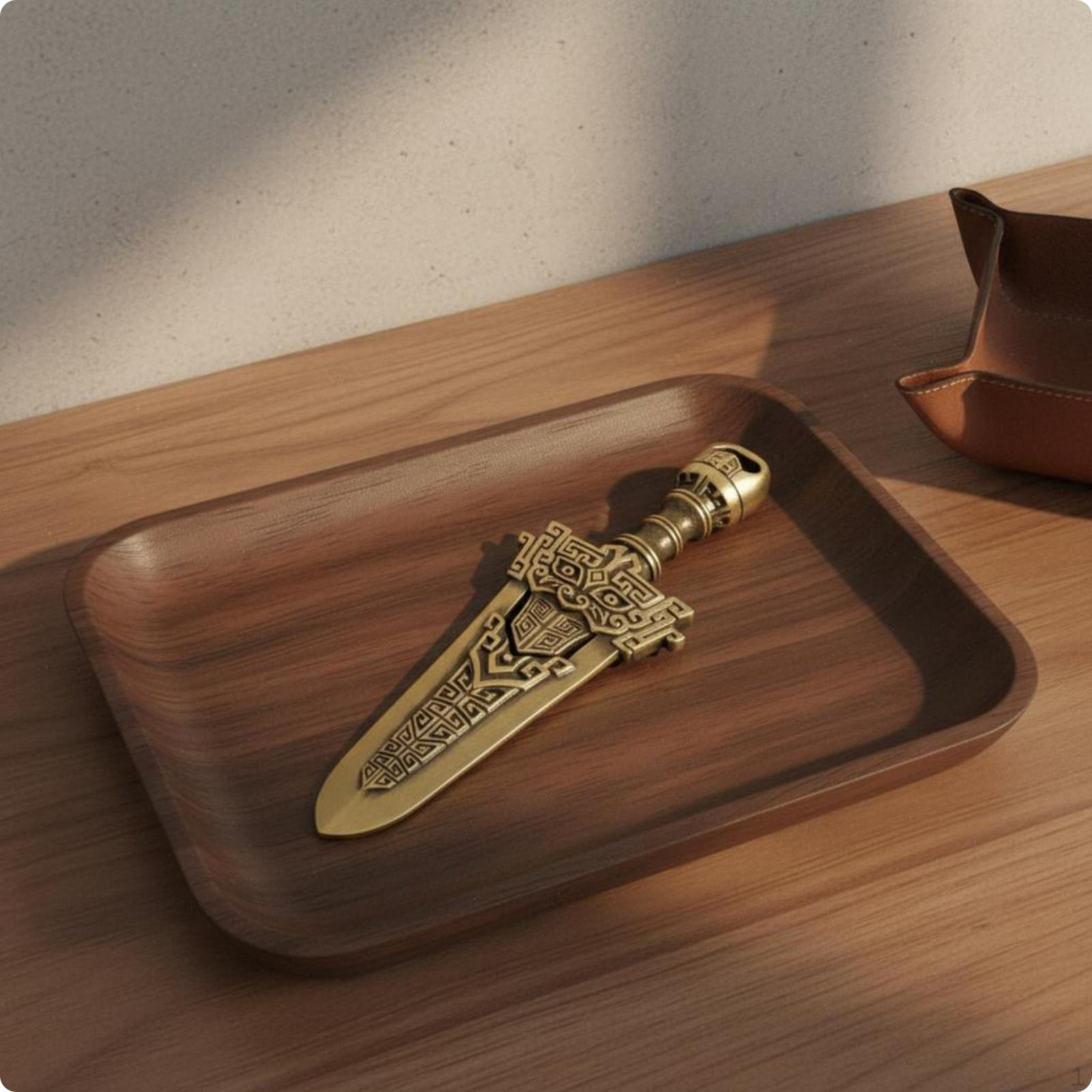 Pendant Geometric Engraving Engraved Pattern Accessory Brass Sword