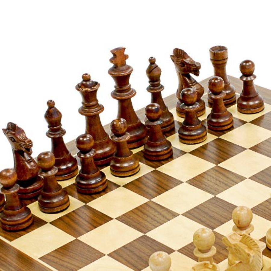Ajedrez de Madera Staunton Tradicional para Decoración del Hogar y Sala de Estar Tablero de Ajedrez de Madera de 15 Pulgadas con Reyes de 3.75 Pulgadas de Alto Elegante