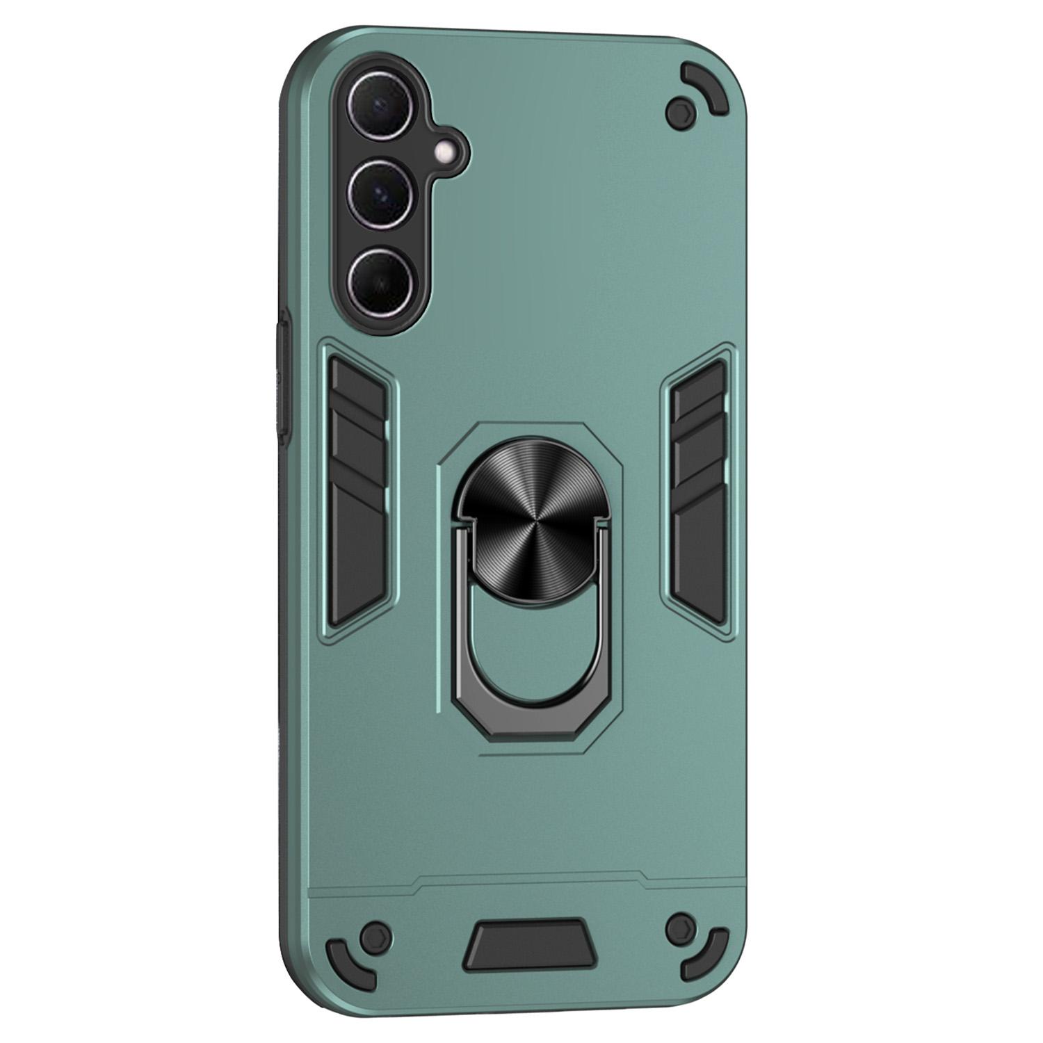 

For Samsung Galaxy A26 5G Phone Case PC+TPU Drop Defend Cover with Kickstand Green
