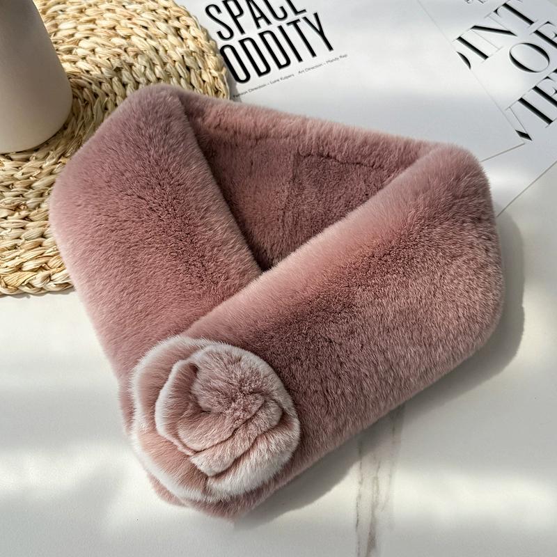 Elegant Double-sided Otter Rabbit Hair Scarf Korean Version Temperament Flower Mother Female Fur Scarf Female Winter Warm Magnetic Buckle