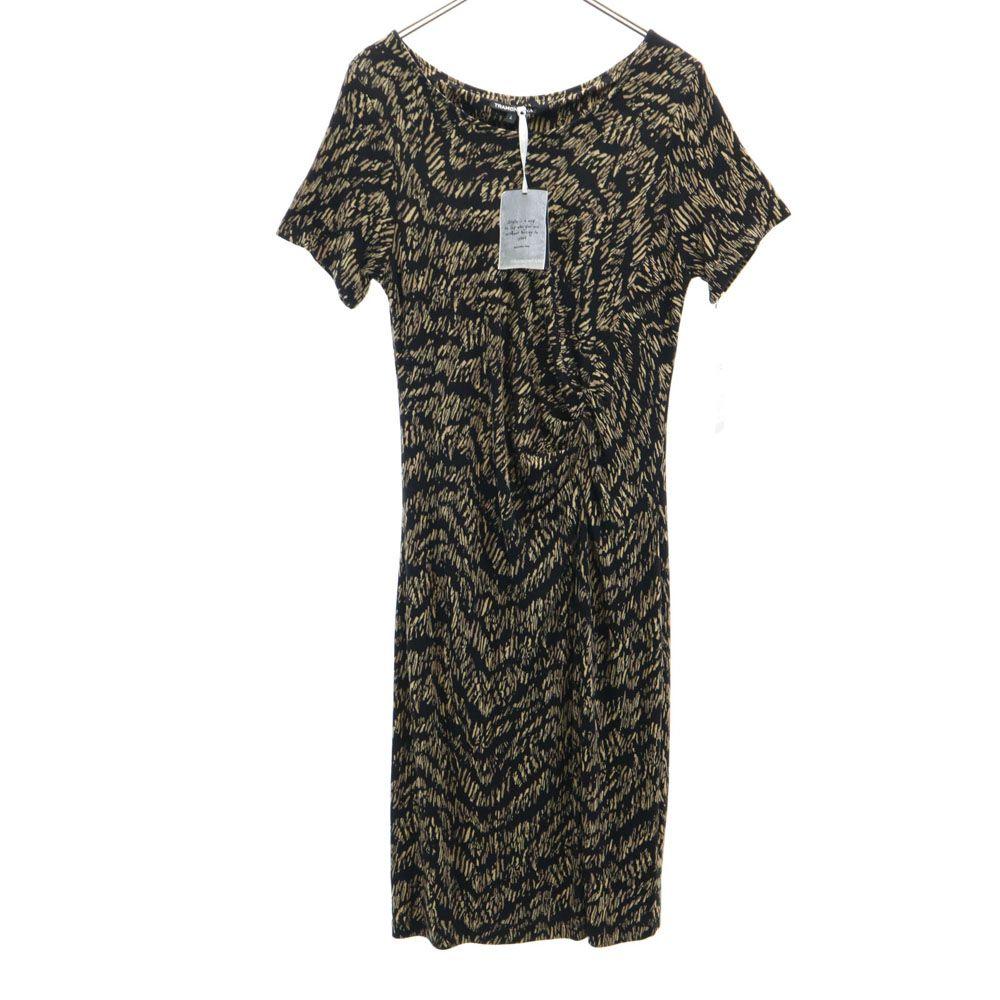 Unused TRAMONTANA Overall Handle Short Sleeve Long Dress L Black Stretch Women Used