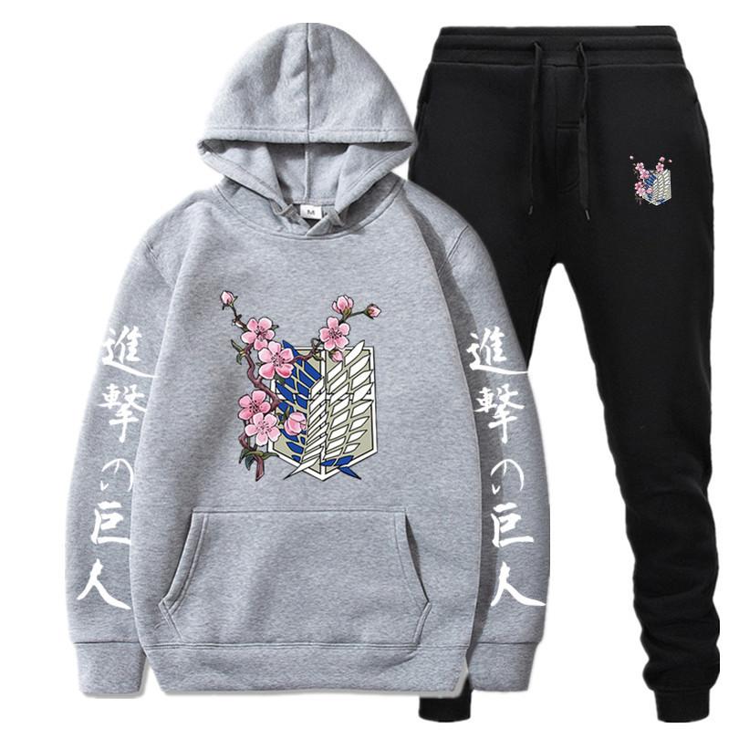 Brand Hoodies Pants Suit Japanese Anime Attack On Titan Sportswear Men Women Streetwear Sweatshirt Tracksuit Casual Sportsuits
