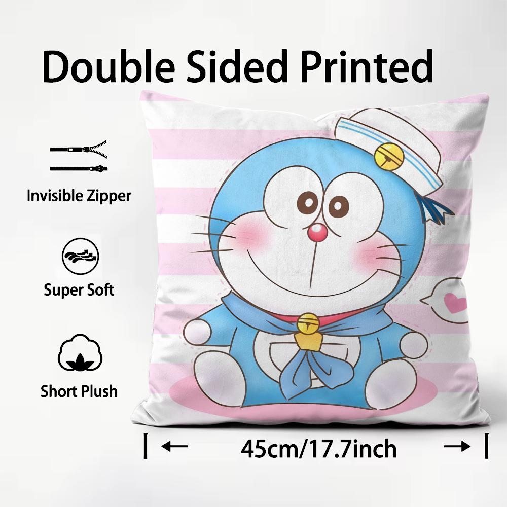 Cartoon D-Doraemona Cushion Cover Comfortable Reversible Pillow Cover Ideal For Car Sofa Bedroom & Beyond