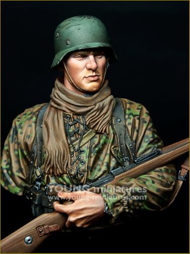 Young Miniatures 1/10 Scale WWII German Waffen-SS Young Infantryman with Rifle Bust Resin Kit YM18101 (Person)