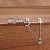 New Arrival 3PCS Stainless Steel Fashion Tassel Chain Stud Piercing Earrings Set For Women Zircon Wedding Party Jewelry Gifts