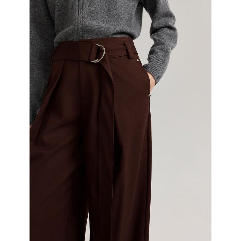 ELLE Women's High-Waist Lamb Wool Wide-Leg Pants