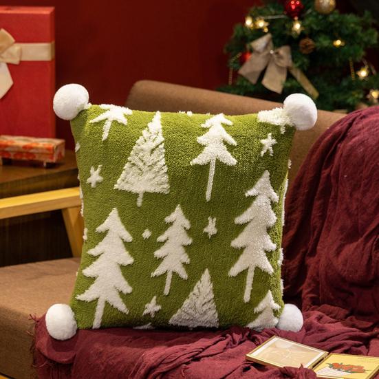 Christmas Tree Plush Pillow Cartoon Stuffed Toy Soft Sofa Cushion Holiday Home Decoration for Couch Bed