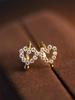 Deep Love S925 Sterling Silver Heart-shaped Stud Earrings with 18K Gold Plating and Diamond Backs