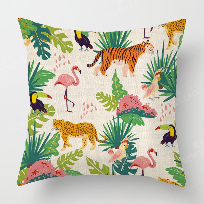 Home Decor Exotic Jungle Animals Pillow Covers For Home Pattern Cushion Cover Suitable For Sofa Bedroom Car Pillow Cover