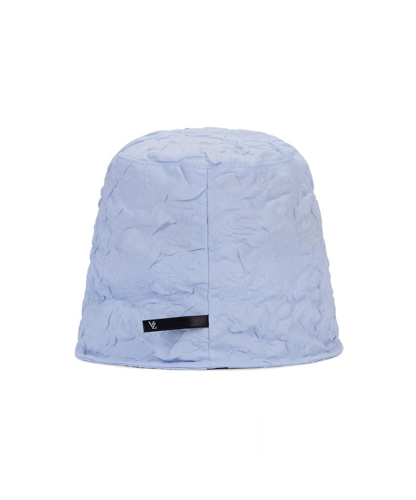 Bajal Embossed Long Label Drop Bucket Hat Blue