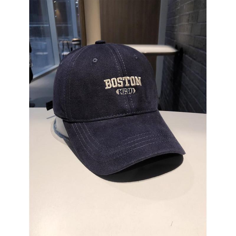 Boston Letter Embroidered Baseball Cap With Breathable Cotton For Casual Streetwear