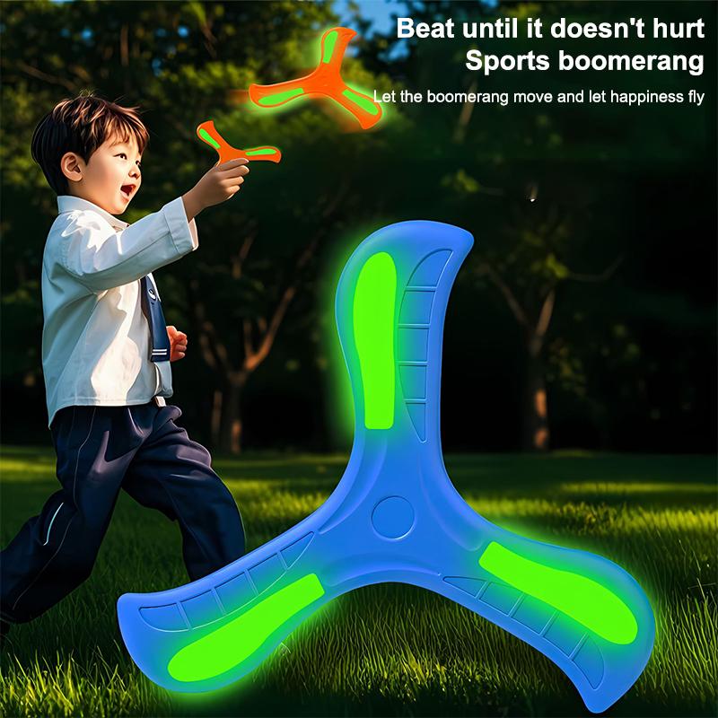 Brinquedo de Disco Voador Esportivo ao Ar Livre Boomerang Luminoso de Eva Dardo de Retorno Spinner Cruzado de Três Folhas Jogo Interativo
