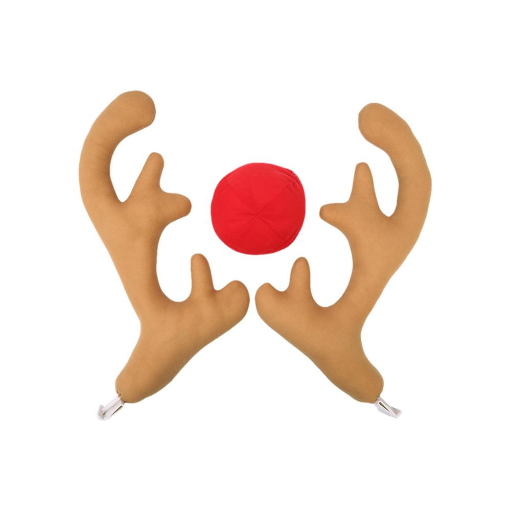 

Автомобильный комплект оленьих рогов Автомобильный комплект с оленьими рогами и носом Автомобильный комплект с оленьими рогами Рождественские украшения для автомобиля Подходит для автомобилей Грузовиков Внедорожников бежевый