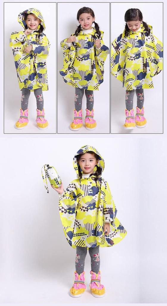 JYZ Passend für Schulkinder und wasserdicht mit Stauraum Regenbekleidung für den Weg zur Arbeit Größe M Kinderregenmantel, Taschen, Mädchen, Regenbekleidung, Leichtgewicht,
