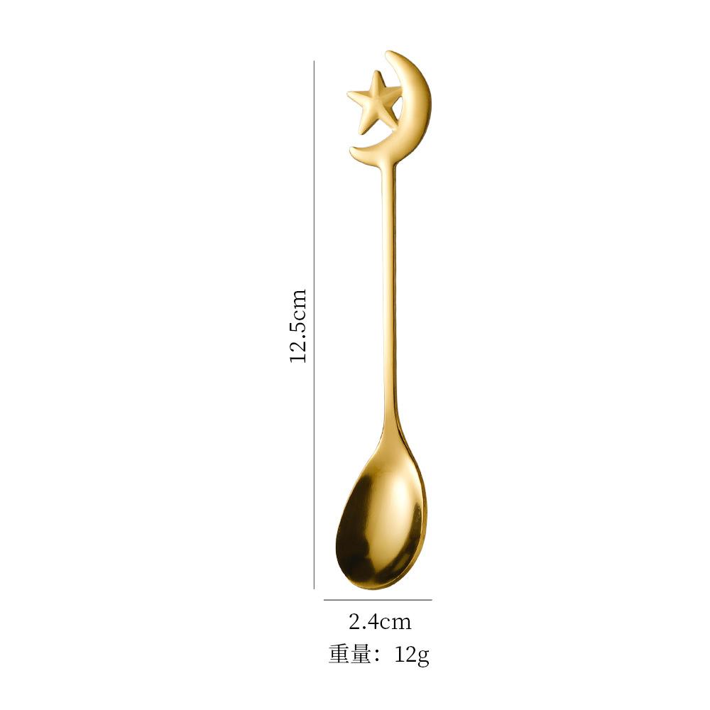Star Moon Spoon Fork Stainless Steel Small Spoon Fashion Aternoon Tea Tableware Fruit Dessert Forks Coffee Tea Mixing Spoons