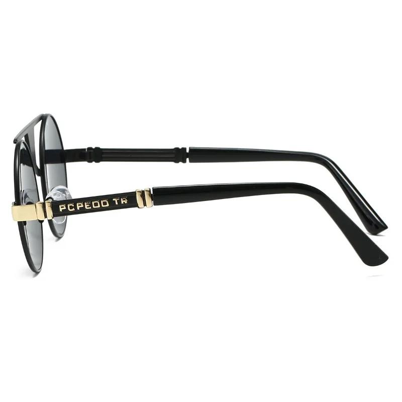 Men'S Double Beam Round Frame Classic Hd Fashion Sunglasses Drivers Travel Outdoor Sunscreen And Anti Strong Light Glasses