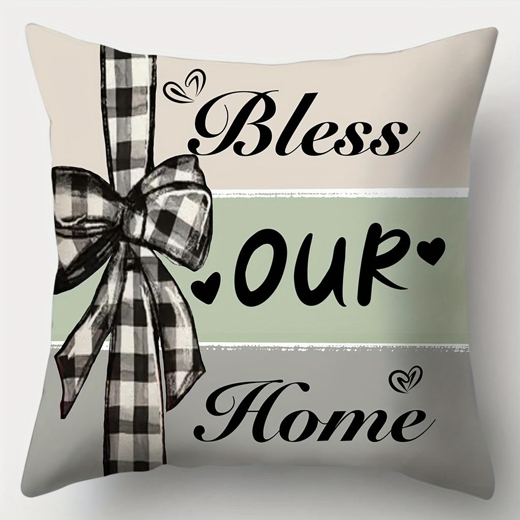Plant flower bow print pillowcase living room sofa chair cushion cover home room decoration polyester material