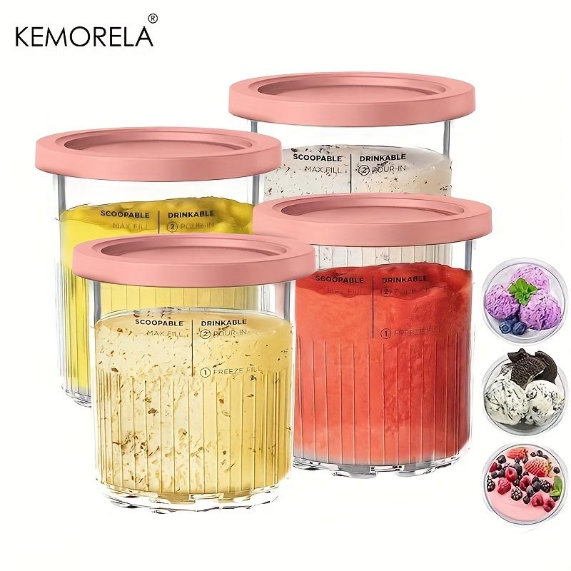 

KEMORELA 4 Pack Creami Pints and Lids for Ninja, for NC501 NC500 Creamy Icecream Containers Cups Jar Tub Canisters Set Smoothie