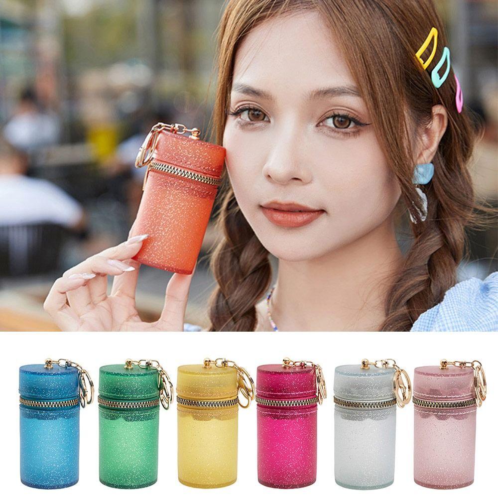 

Mini Zipper Coin Bag Cylindrical Lipstick Storage Bag Fashion Pendant Organizer жовтий