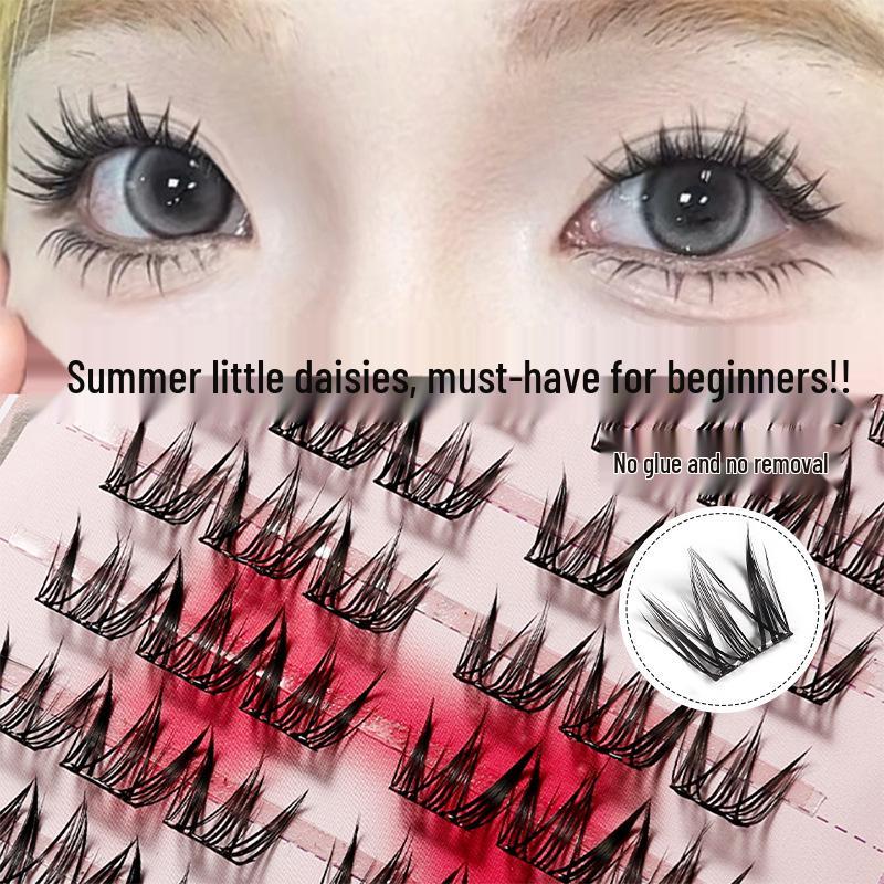 Misty Brown Coffee False Eyelashes - Glue-Free, Realistic, Large Capacity Manga Chestnut