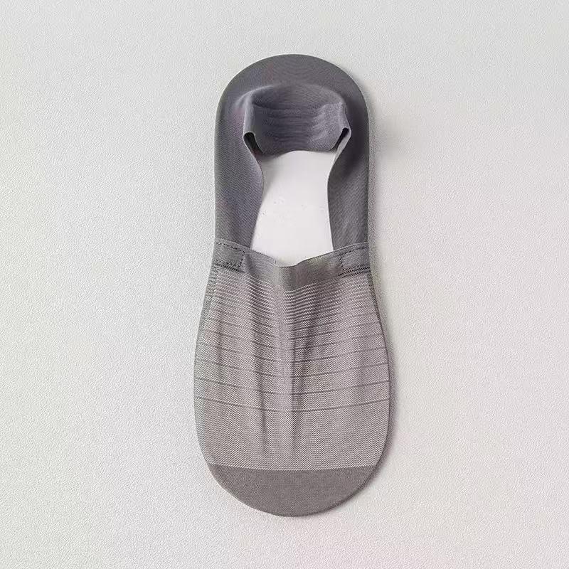 Men's Summer Thin Ice Silk No-Show Boat Socks: Cotton Sole, Sweat-Absorbent, Non-Slip, Low-Cut, Anti-Odor.