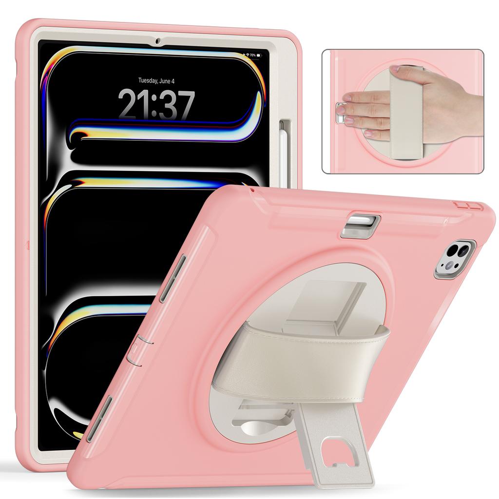 Hybrid Stand Cover for IPad Pro 13 2024 M4 Model A2926 A2925 A3007 360 Rotating Tablet Case PC-TPU with Hand Shoulder Shockproof