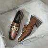British style small leather shoes women's two wear versatile square head loafers 2025 spring and autumn new thick heel fashion one pedal