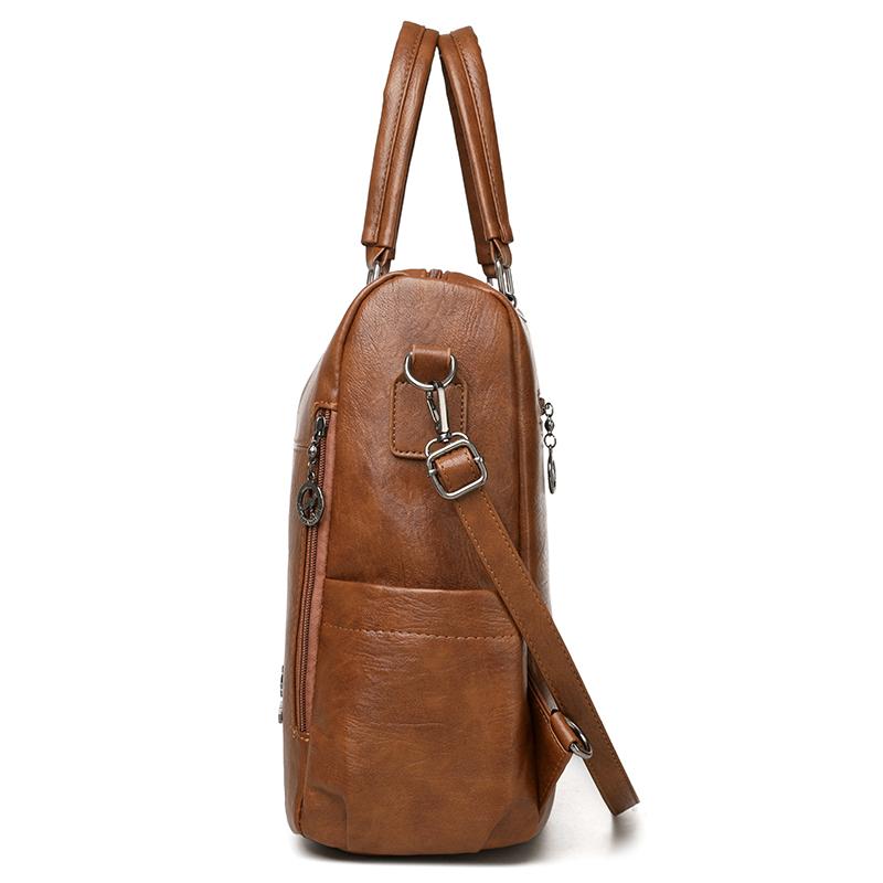 Multifunctional Backpack Women's Bag PU Shoulder Bag Solid Color Handbag